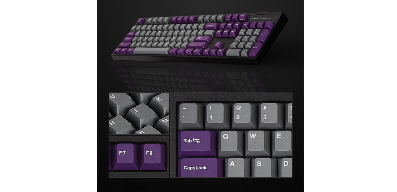 Bàn phím cơ Leopold FC900RPD (USB/PBT Doubleshot/Grey Purple/Red sw) sử dụng bộ keycap đặc trưng 